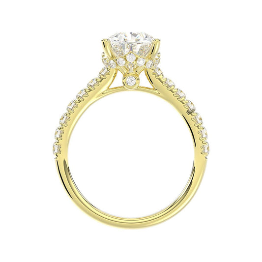 2.50ctw Lab Grown Pear Diamond Halo Engagement Ring 14k Yellow Gold