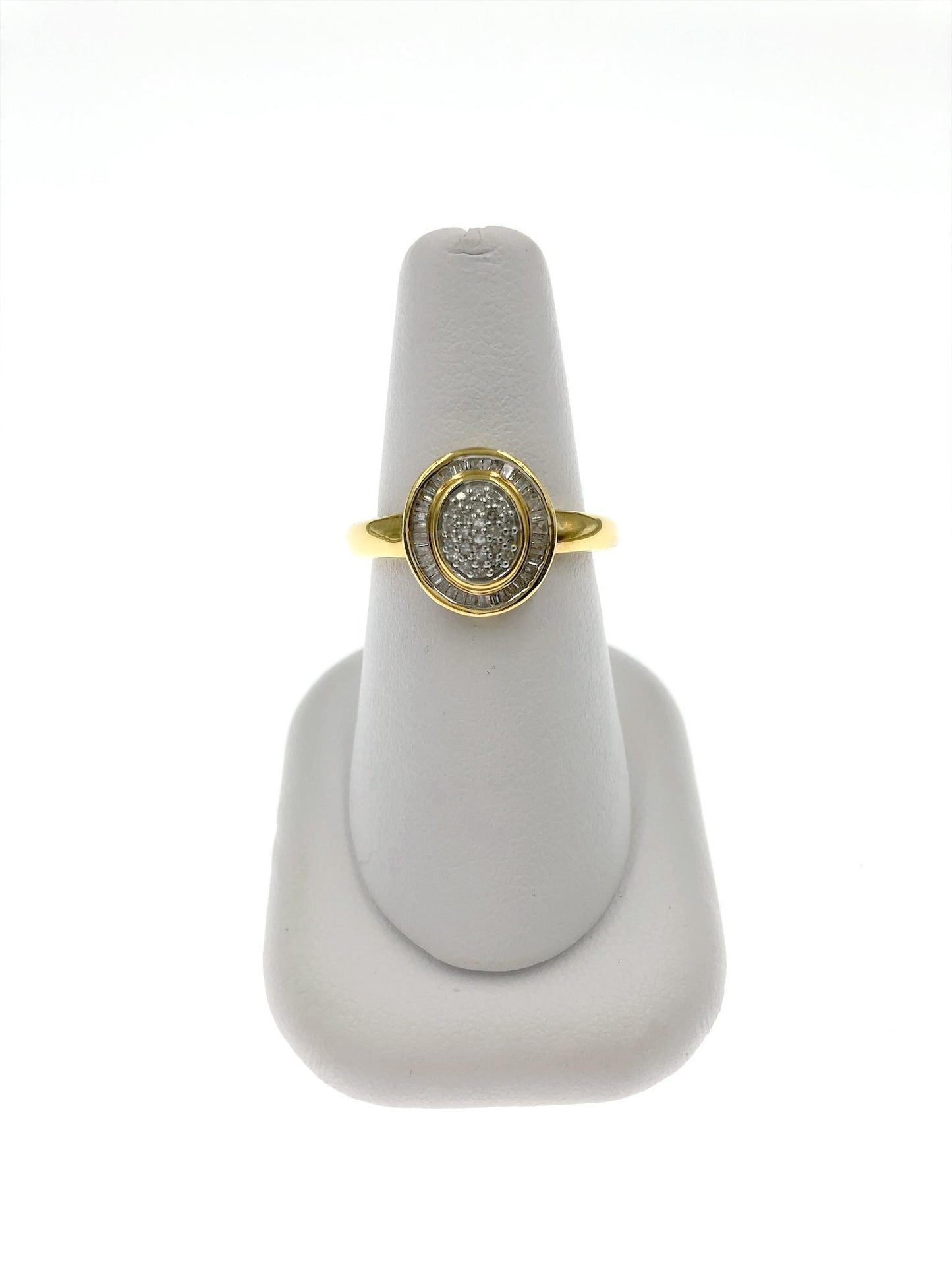 0.25cttw Baguette Diamond Oval Engagement Ring Gold plated 925 Sterling Silver
