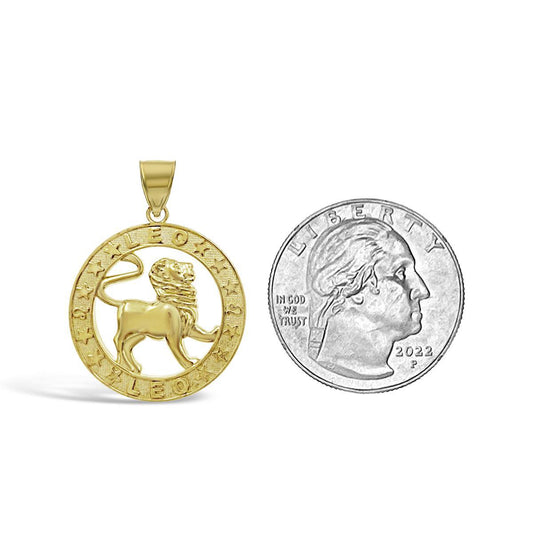 10k Yellow Gold Leo Pendant Zodiac Star Sign