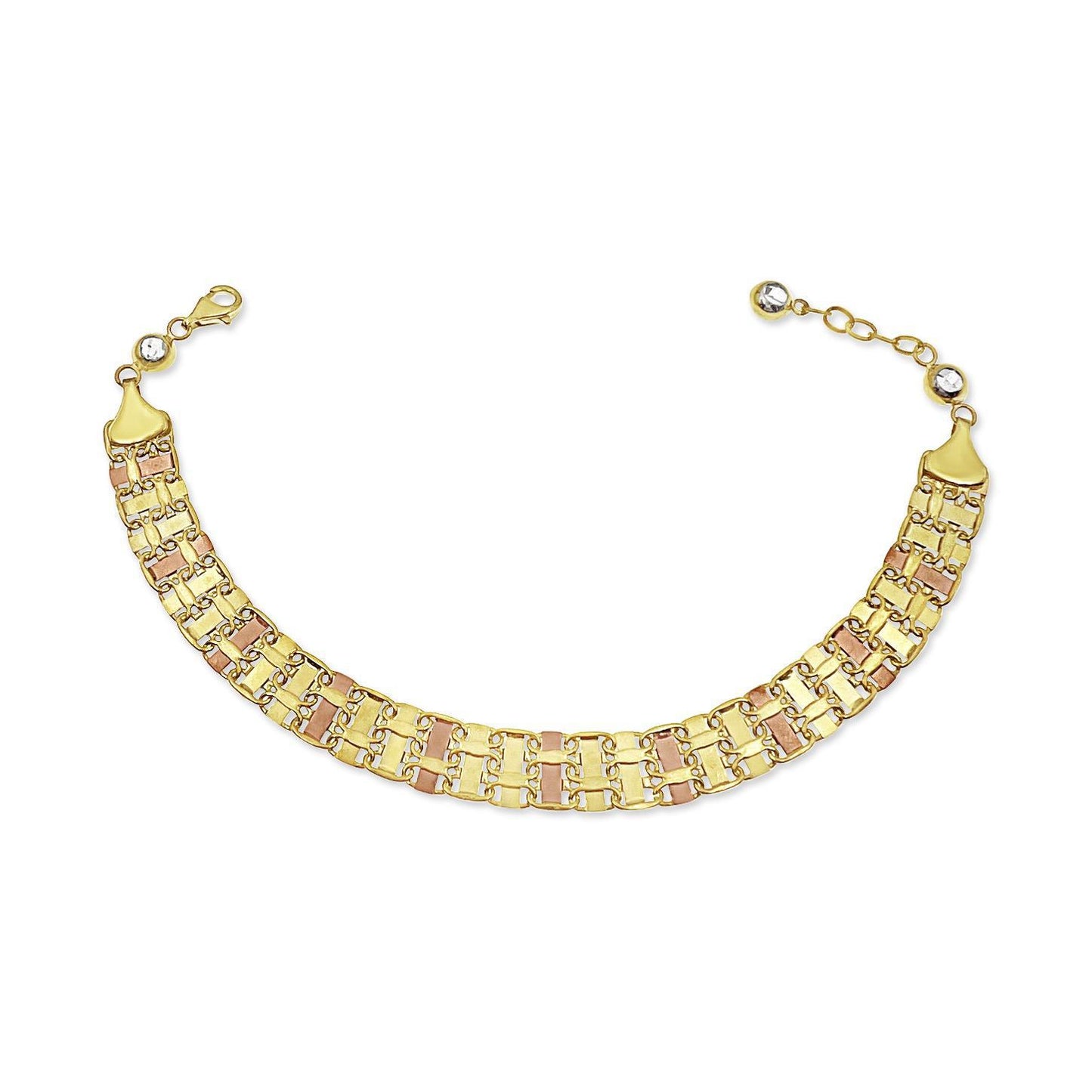 10k Yellow Rose Gold Flat Link Bracelet