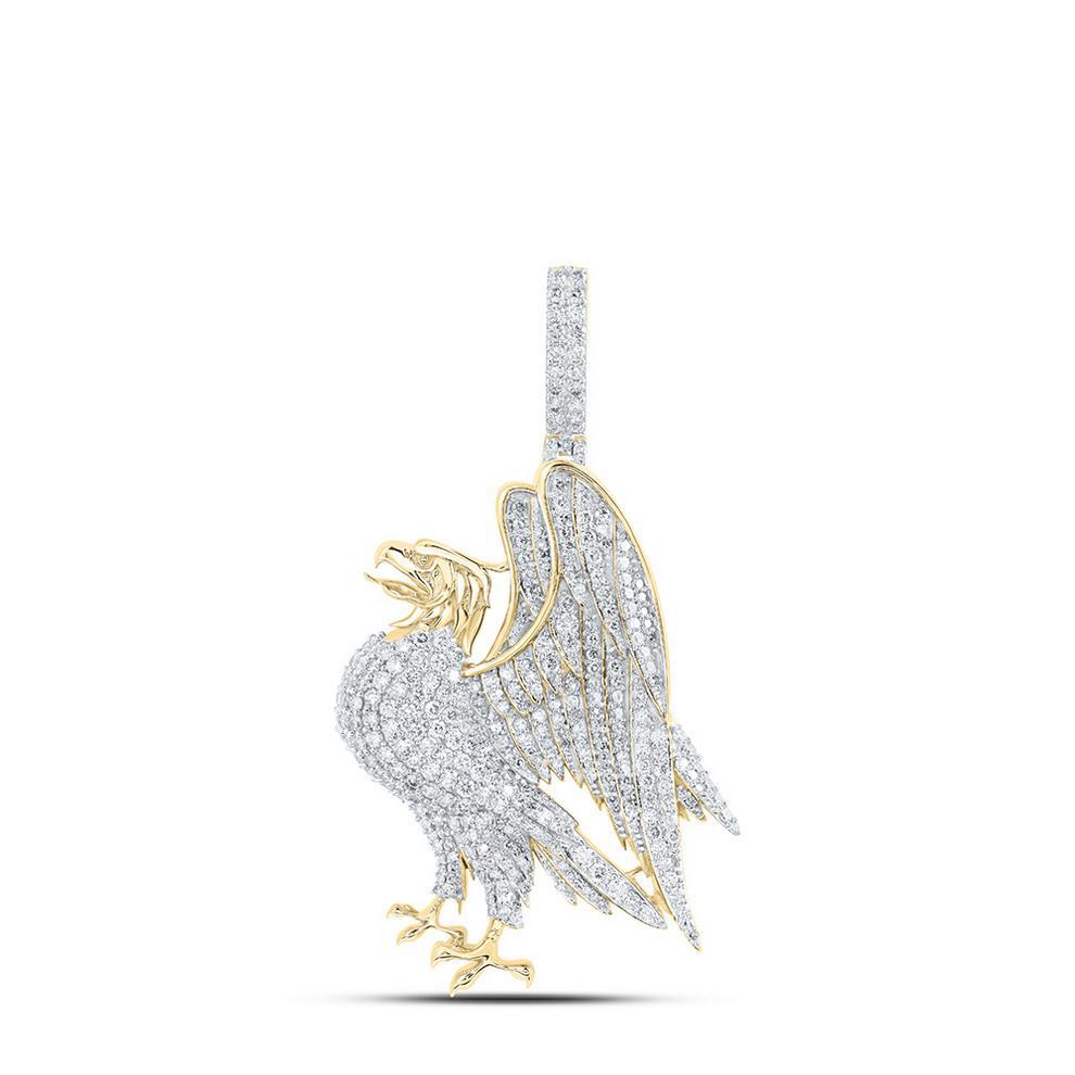 2.87 Cttw Diamond Eagle Mens Pendant Charm 10k Yellow Gold