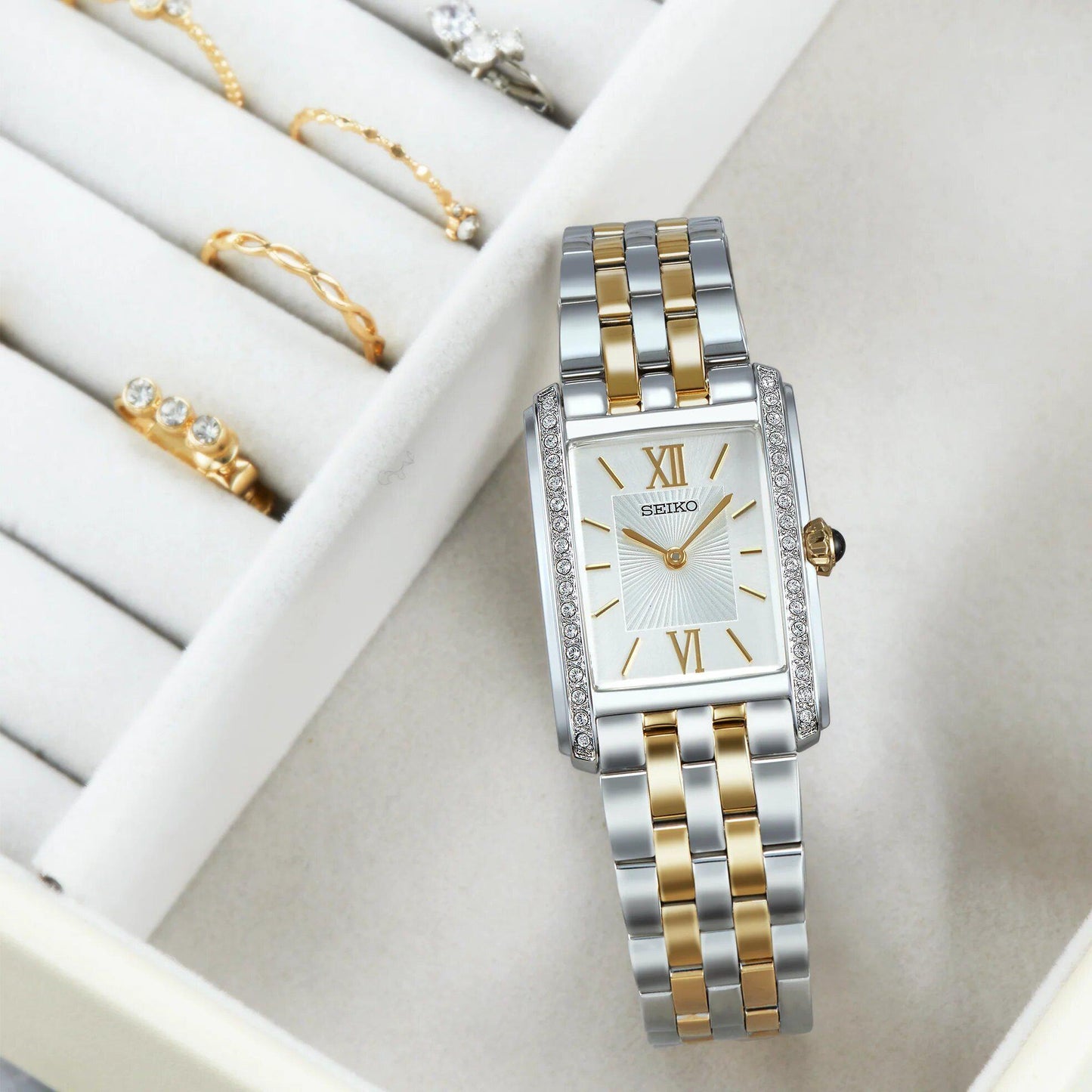 Seiko Essentials Crystals Two-tone Womens Watch SWR093