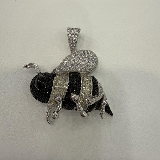 Iced out Bee Pendant Charm 925 Sterling Silver