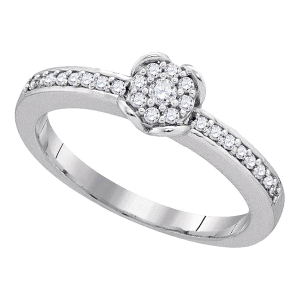0.21ctw Diamond Flower Cluster Engagement Ring 10K White Gold
