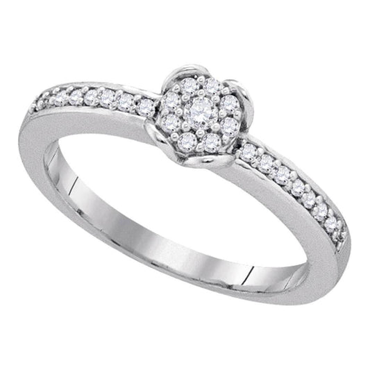 0.21ctw Diamond Flower Cluster Engagement Ring 10K White Gold