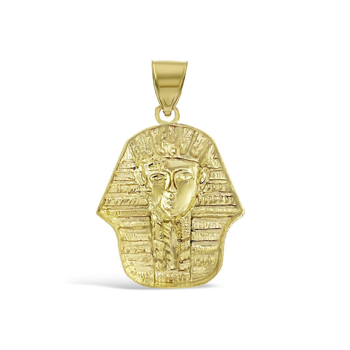 Egyptian Pharaoh King Pendant Real 10k Yellow Gold