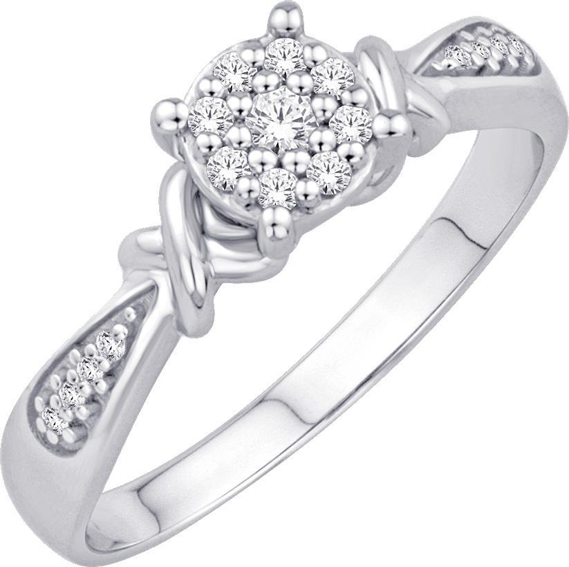 Diamond Round Promise Engagement Bridal Ring 10k White Gold