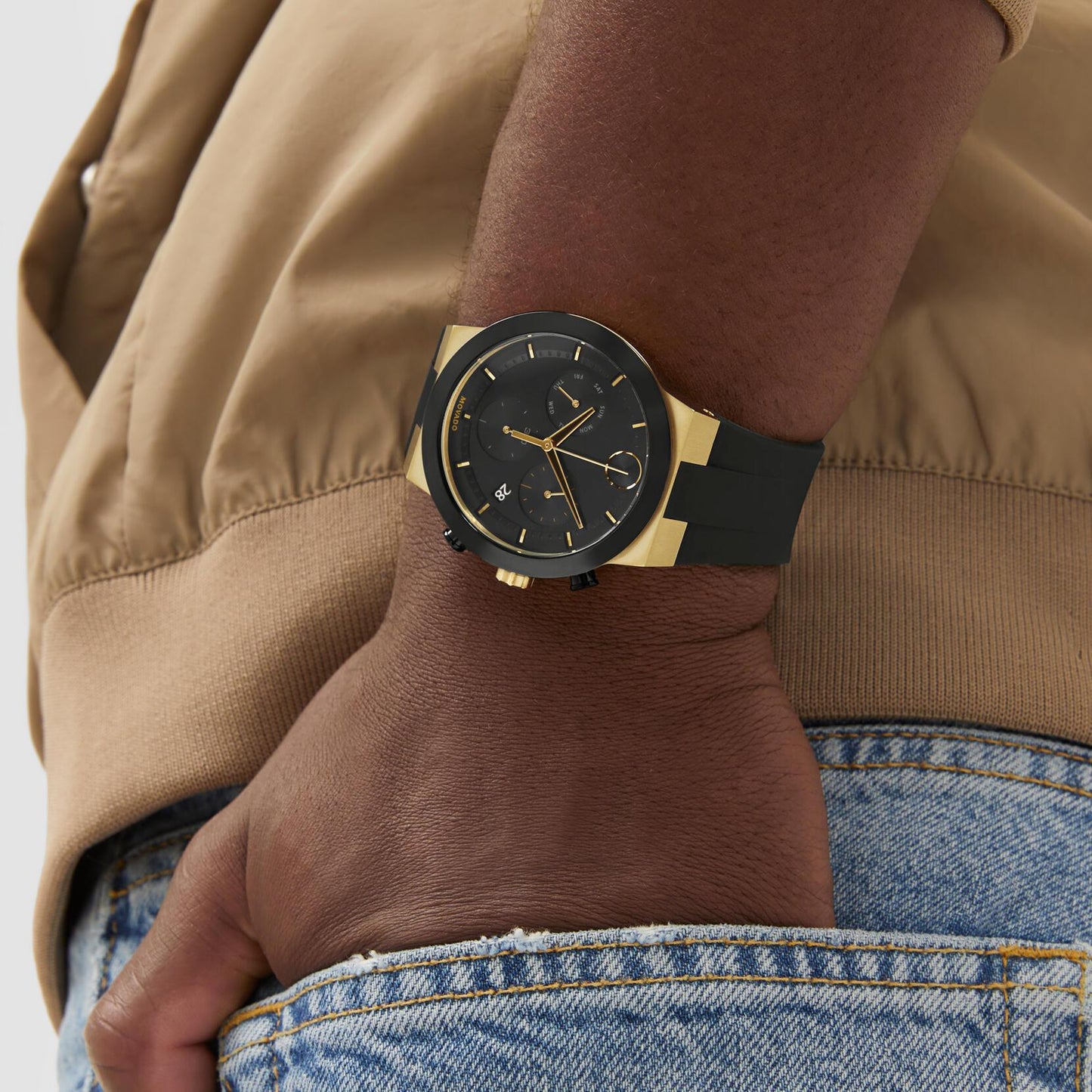 Movado Bold Quartz Chronograph Cherry Dial Mens Watch 3601332