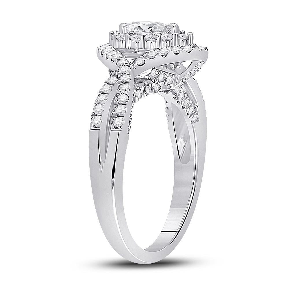 1 Cttw Diamond Pear Halo Bridal Engagement Ring 14k White Gold