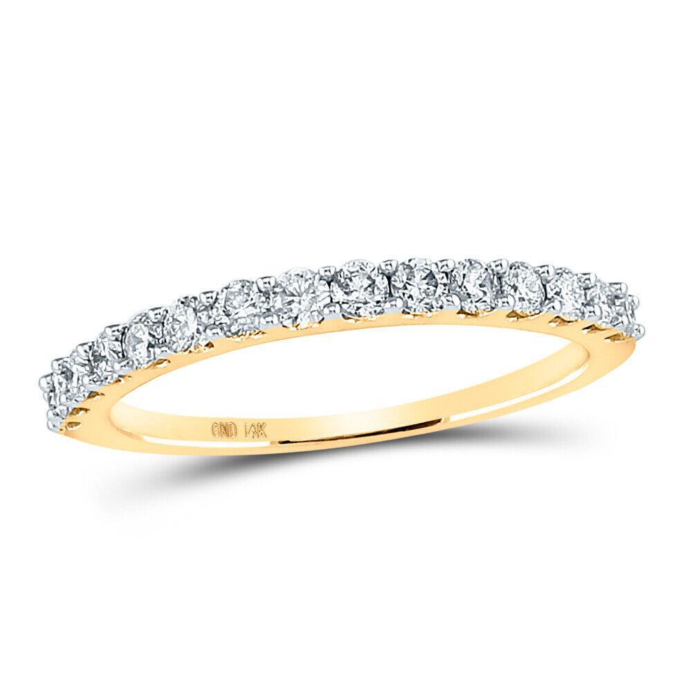 0.50 Cttw Round Diamond Wedding Anniversary Womens Ring Band 14k Yellow Gold