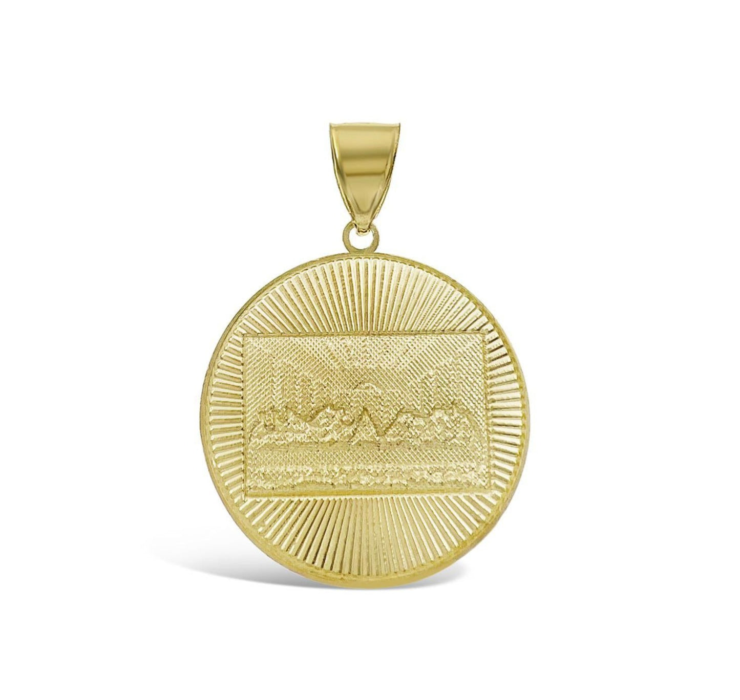 Last Supper Pendant 10k Gold Medallion Round Charm 1.8"