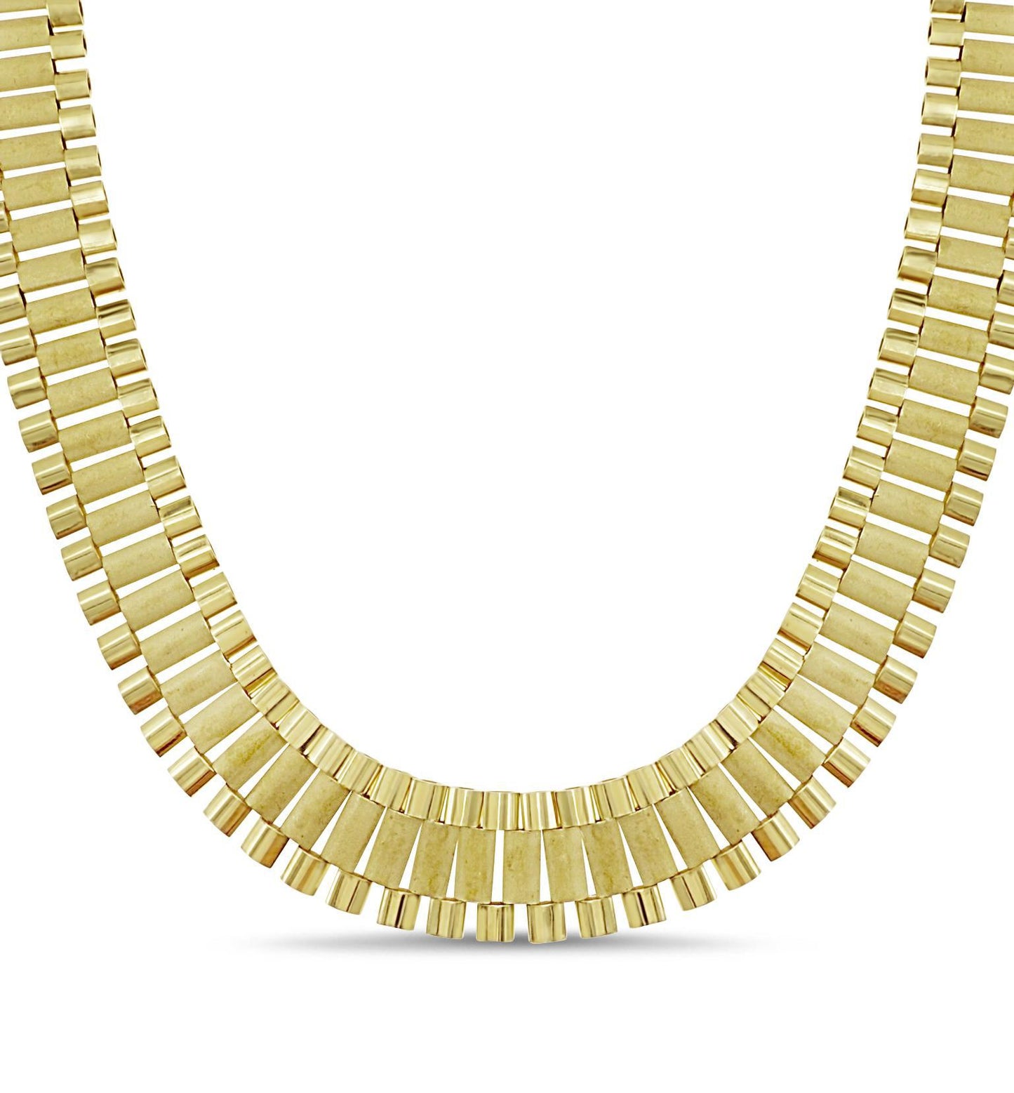 Railroad Chain Mens Necklace Reversible 16.5mm Real 10k Yellow Gold