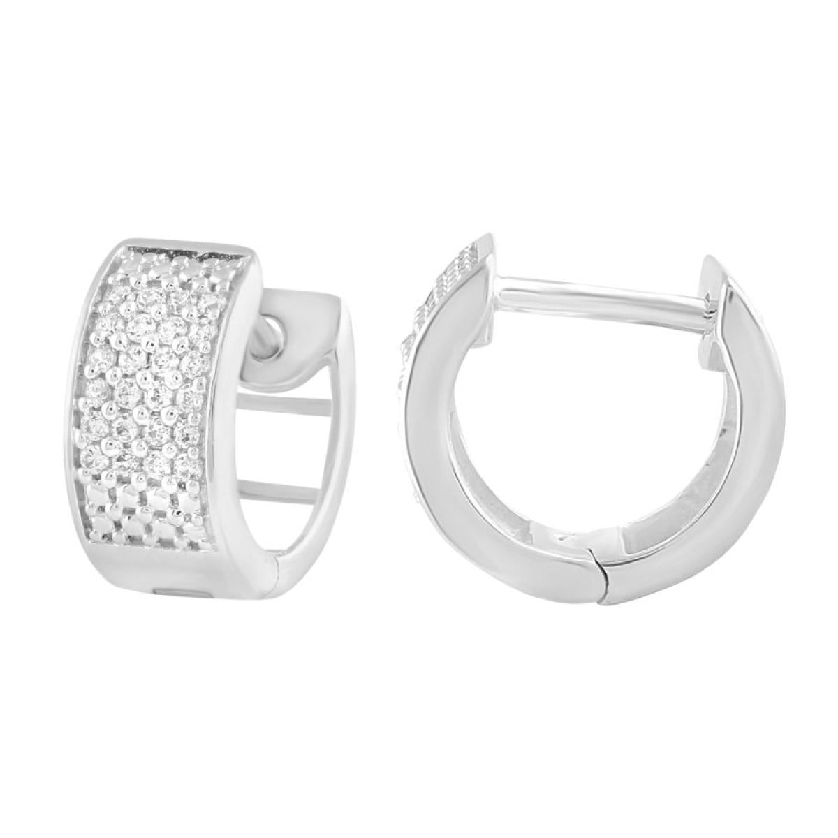 Diamond Huggie Hoop Earrings 10k White Gold