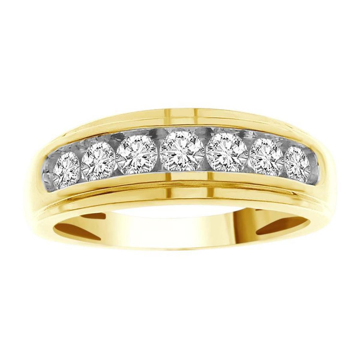 0.75 Cttw Diamond Round Mens Wedding Band Ring 10k Yellow Gold
