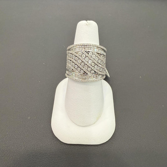 1ctw Diamond Wide Band Ring 925 Sterling Silver