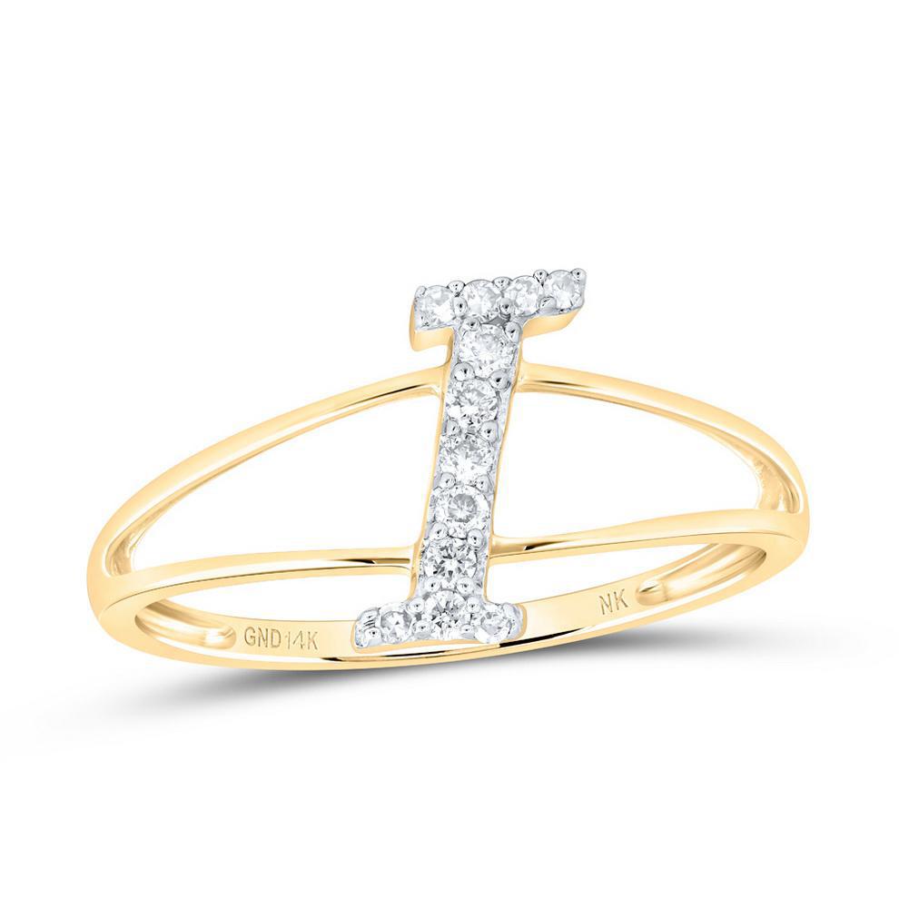Diamond Initial Letter I Womens Ring 14k Yellow Gold