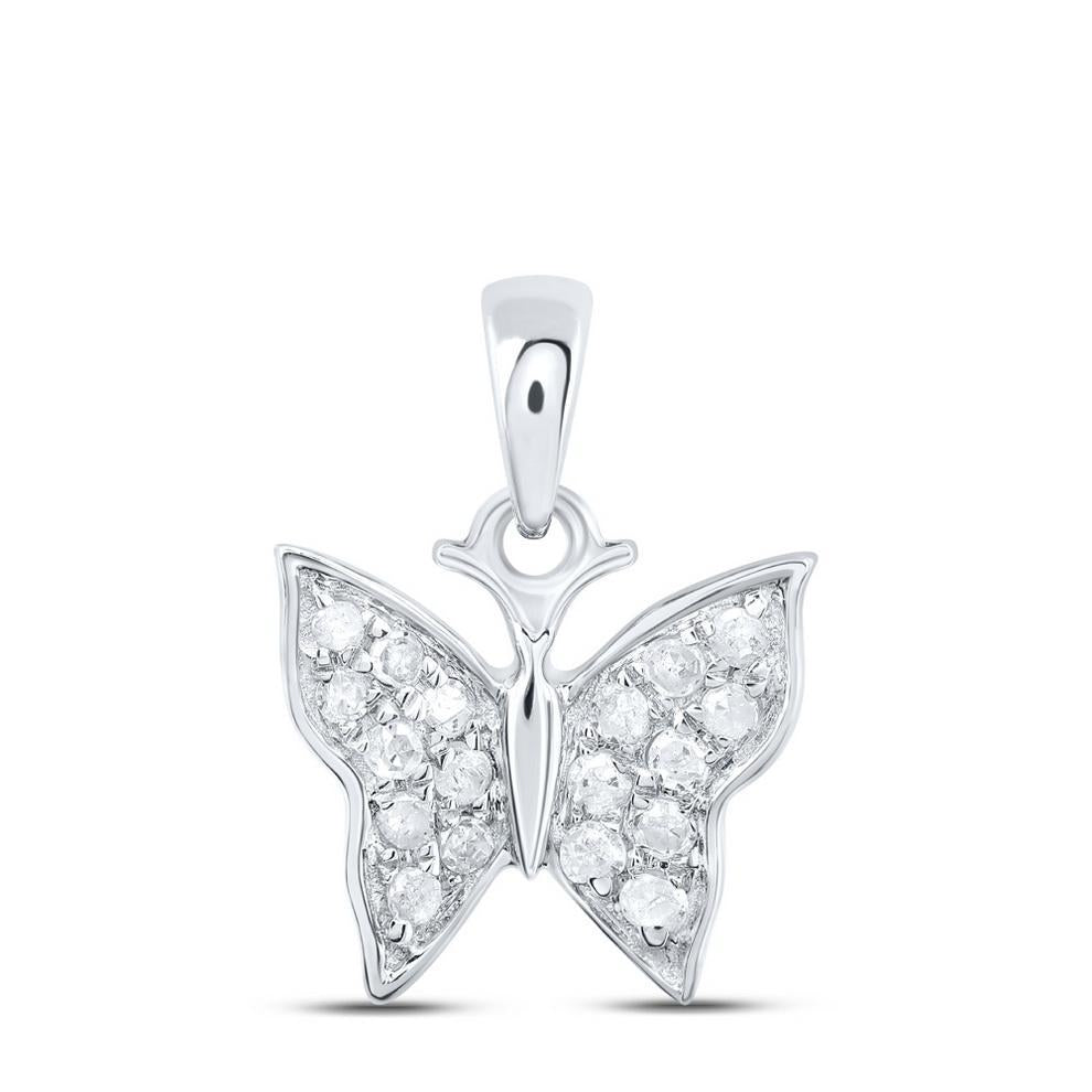 Diamond Butterfly Pendant 10K White Gold