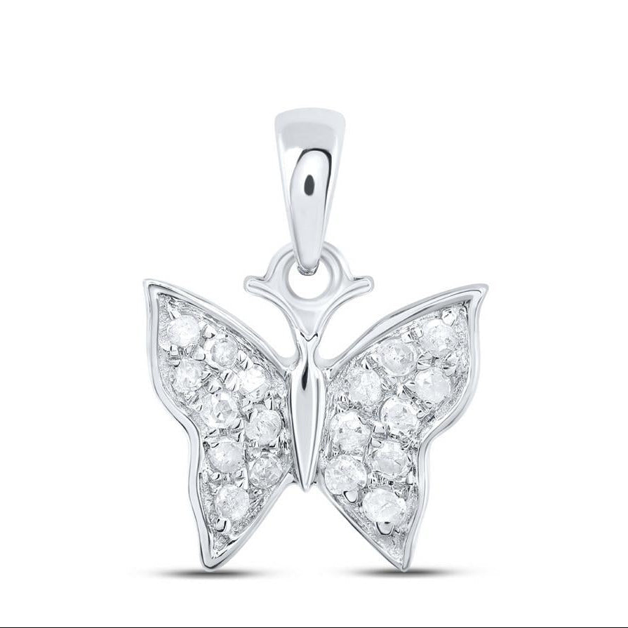 Diamond Butterfly Pendant 10K White Gold