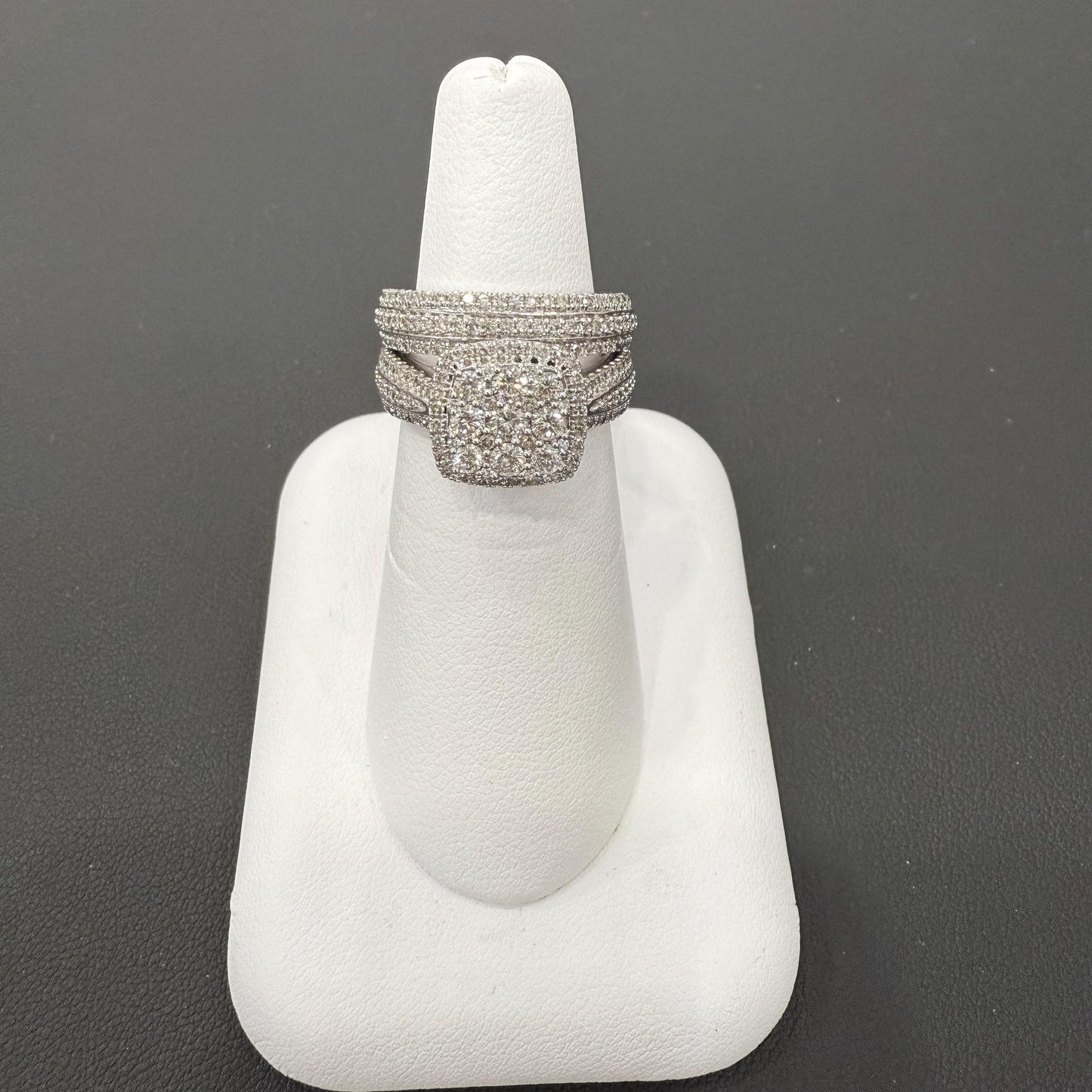 1.50cttw Diamond Cushion Shape Bridal Wedding Ring Set 10k White Gold