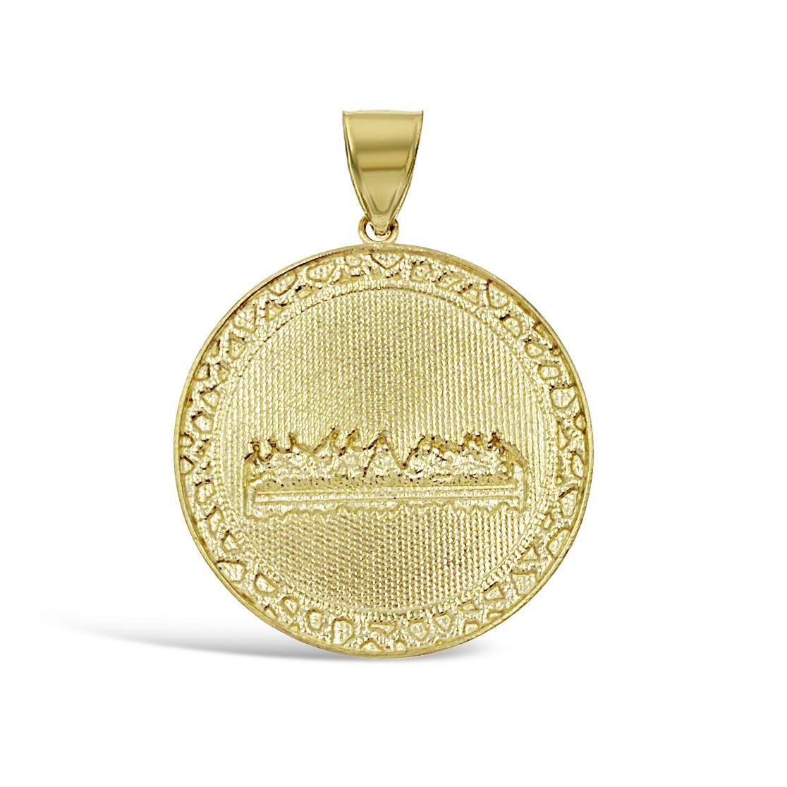 Last Supper Charm Nugget Pendant Medallion Round 10k Yellow Gold
