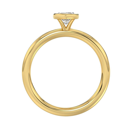 1ct Lab Grown Marquise Diamond Engagement Ring 14K Yellow Gold Bezel Set