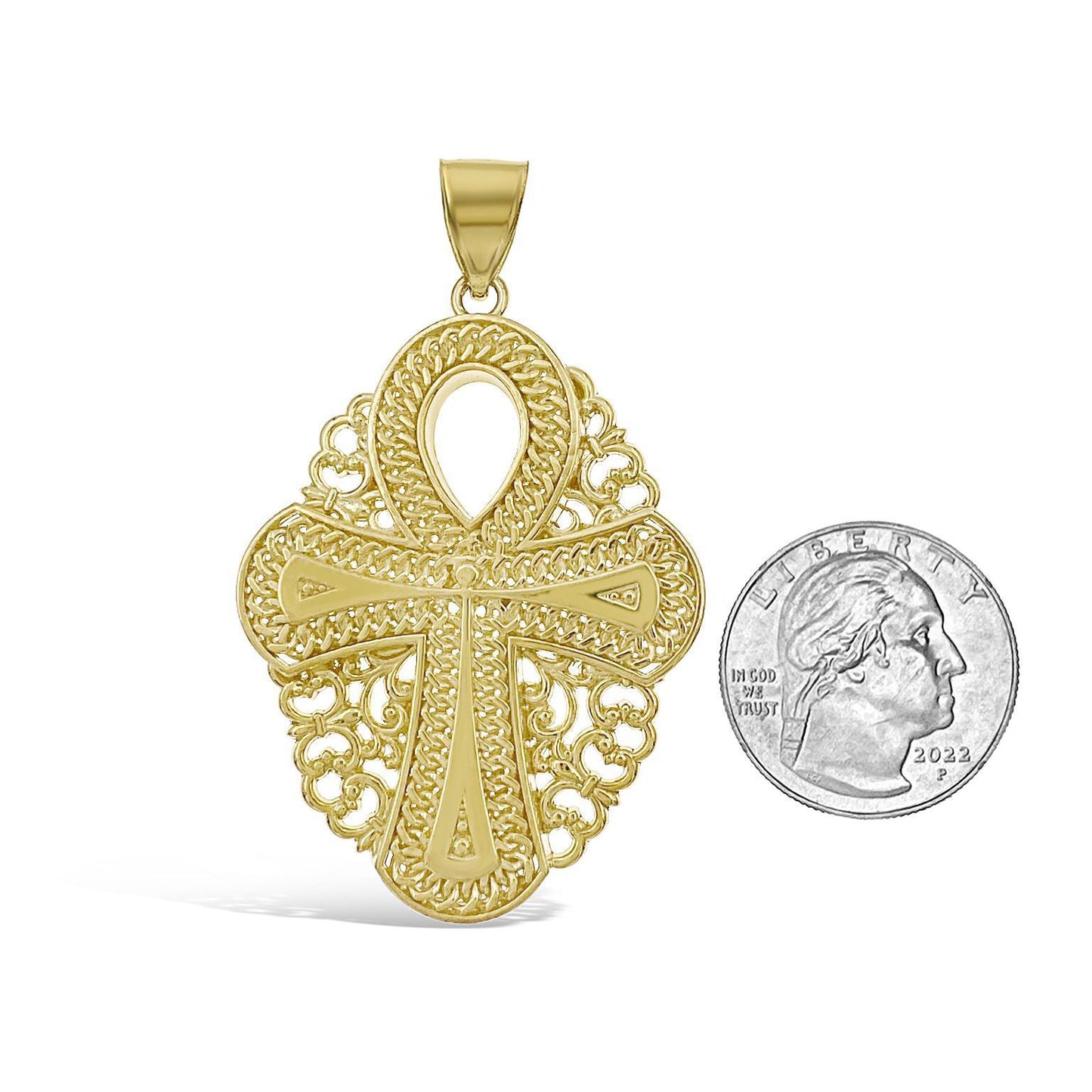 10k Yellow Gold Egyptian Cross Pendant 102353