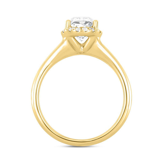 2.15ct Lab Grown Oval Diamond Engagement Ring 14K Yellow Gold Hidden Halo