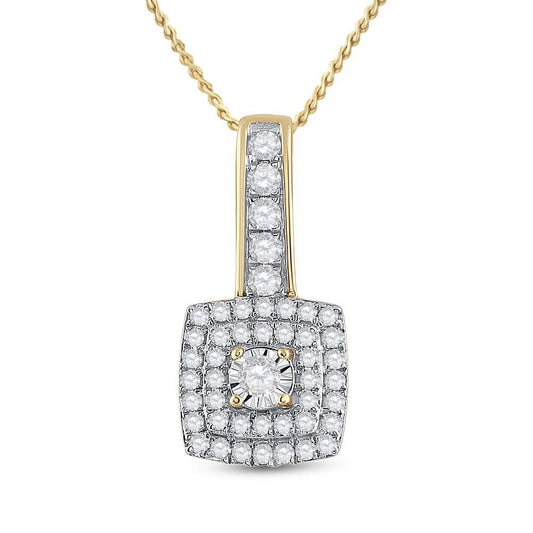 0.33ctw Diamond Square Charm Pendant 10k Yellow Gold