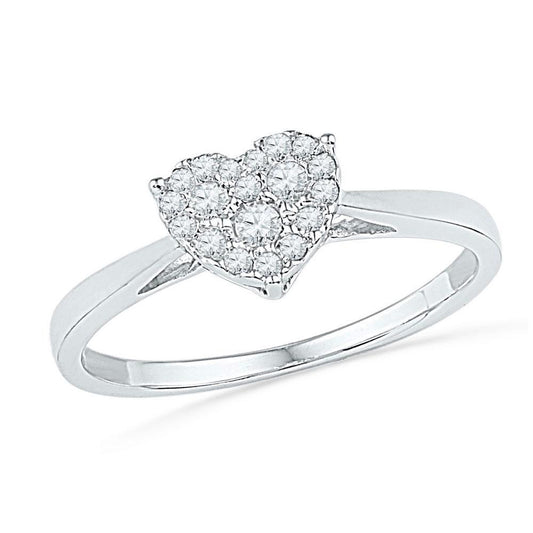 Diamond Heart Cluster Promise Ring 10k White Gold