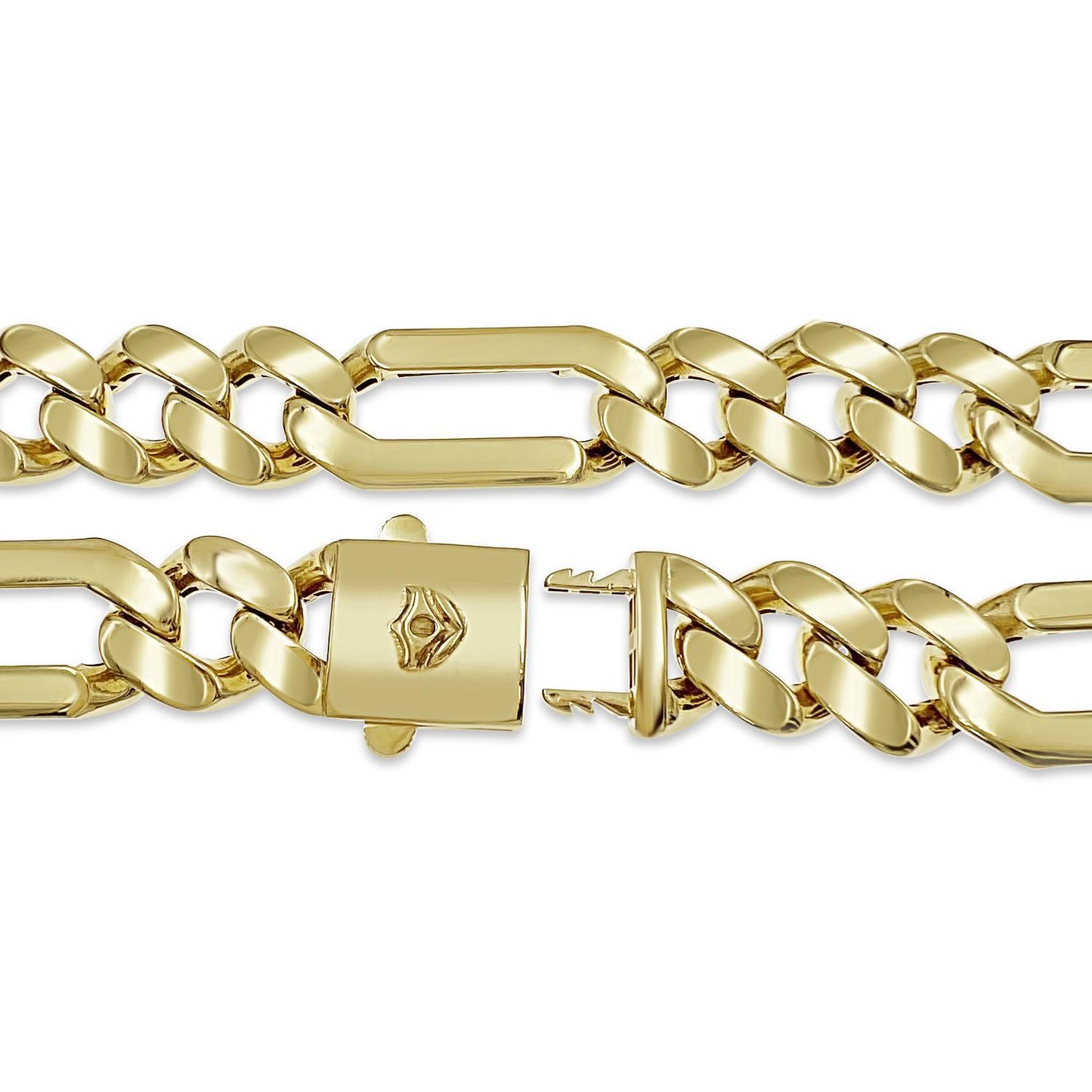 Figaro Link Chain Mens Necklace 10mm Real 10k Yellow Gold 24"