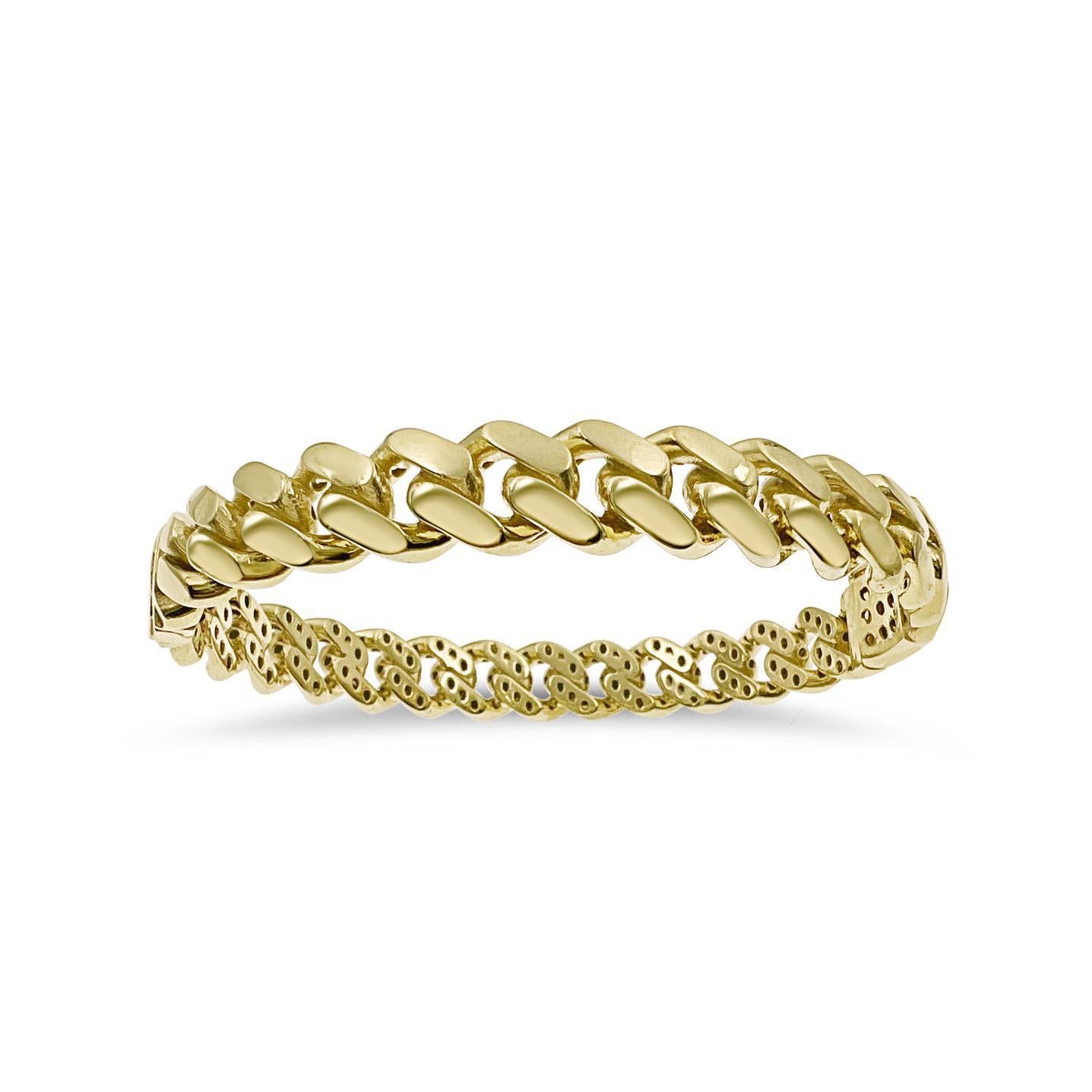 10K Yellow Gold Cuban Link Hinged Bangle Bracelet