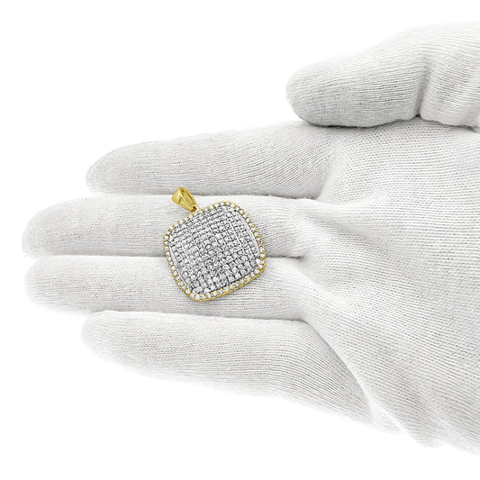 2.25 cttw Diamond Charm Pendant Square Cushion Shape 14k Yellow Gold 1.2 inch