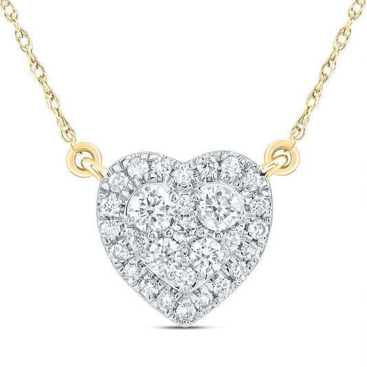 0.33ctw Diamond Heart Necklace Pendant 14k Yellow Gold