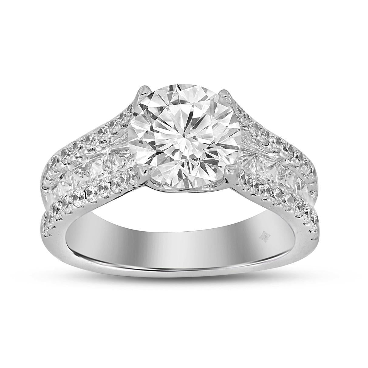3.50 cttw Lab Grown Round Diamond Engagement Ring 14k White Gold