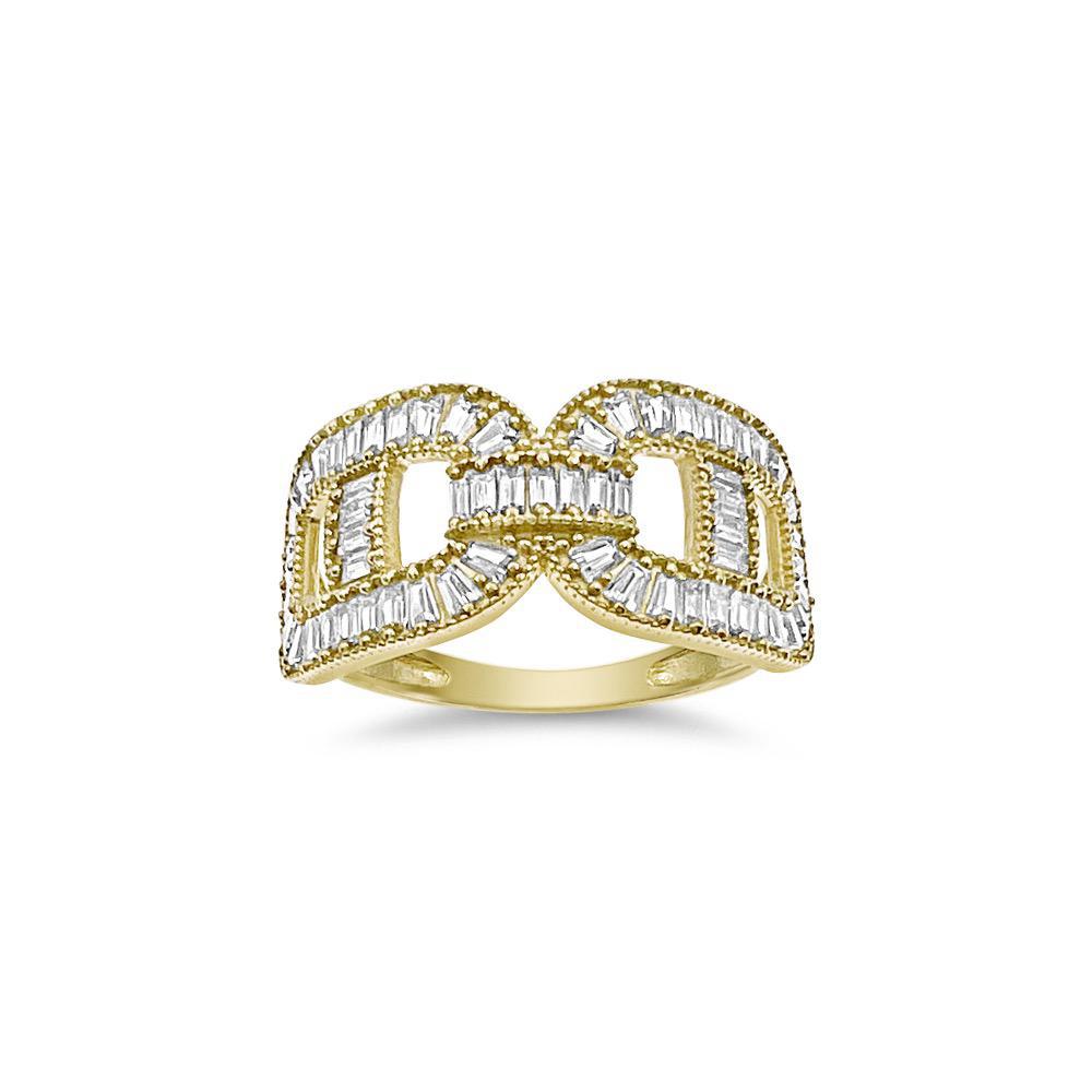 10k Yellow Gold Men's Band Anchor Link Chain Baguette CZ