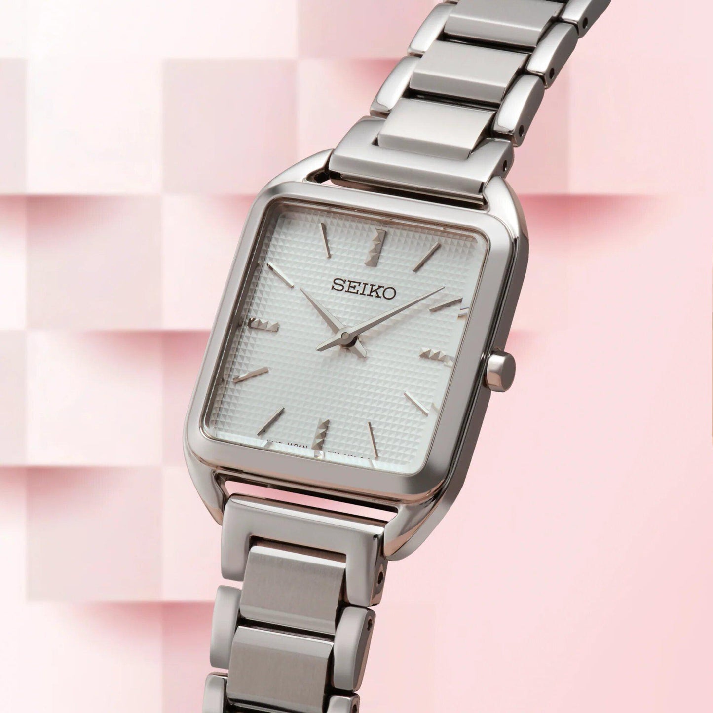 Seiko Essentials Collection Rectangular Silver Dial Womens Watch SWR073