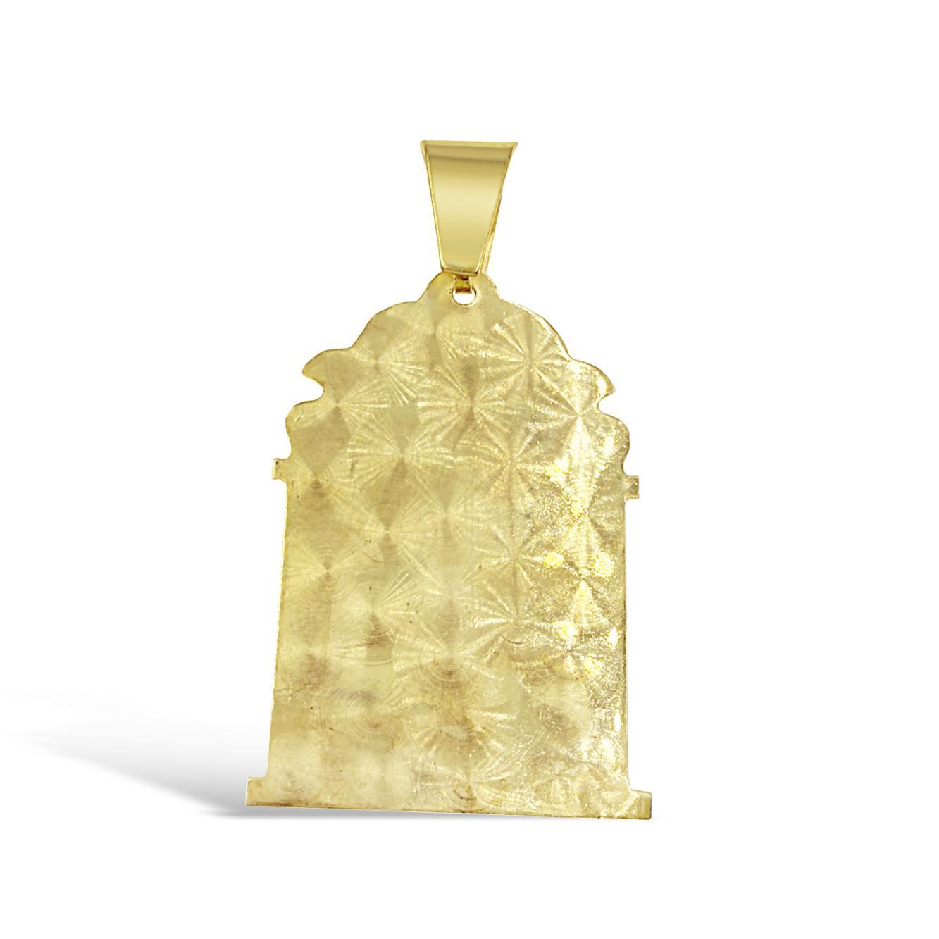 Virgin Mary Pendant Charm Solid 14k Yellow Gold 2.1 inch