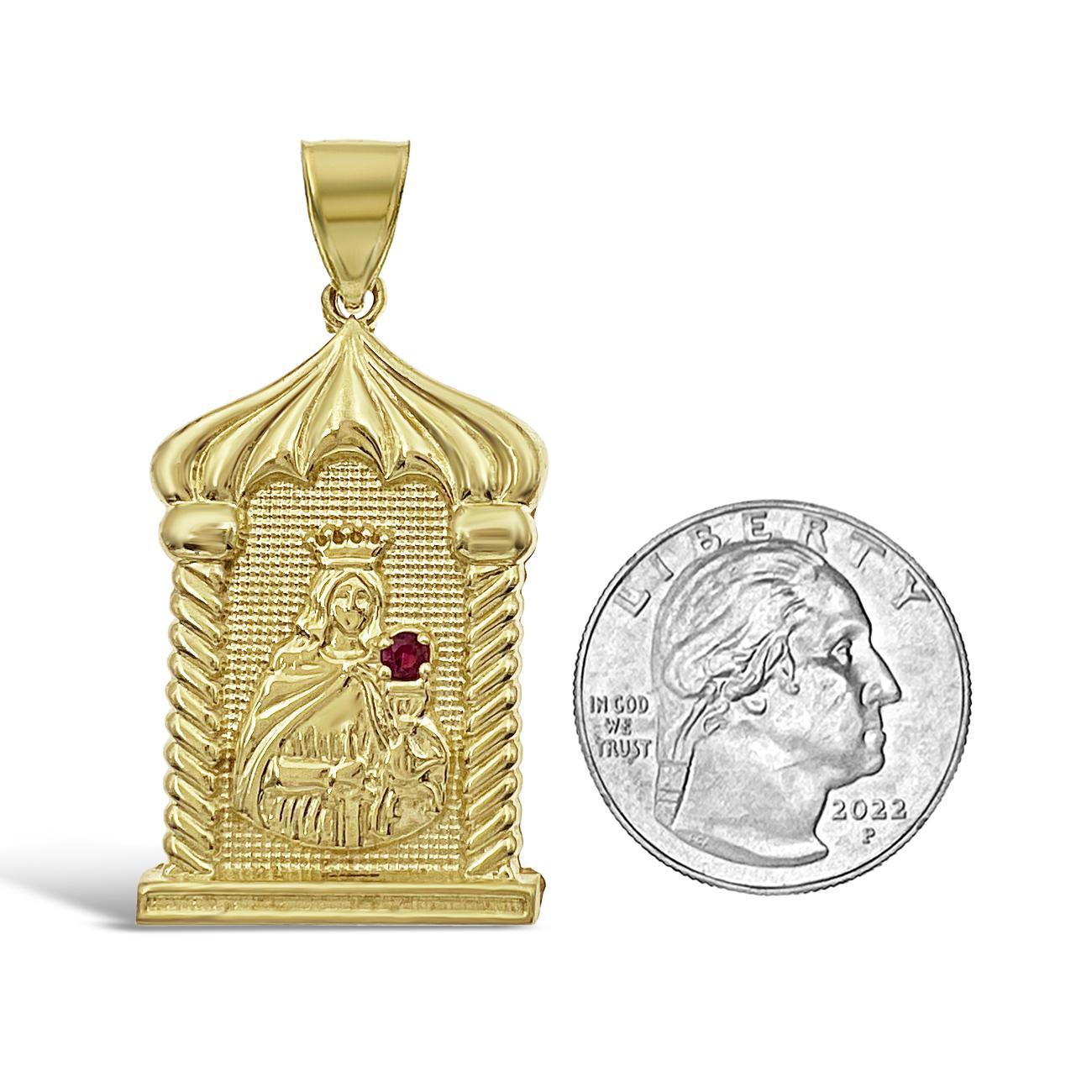 Santa Saint Barbara Pendant Charm 10k Yellow Gold 1.9 inch