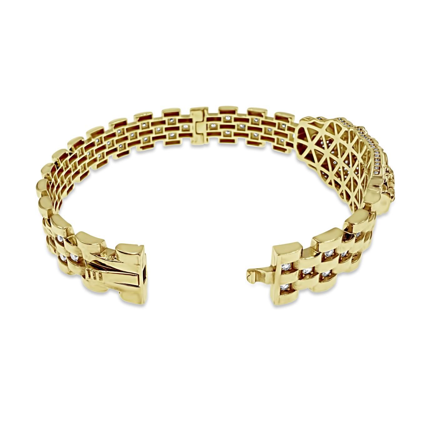 10k Yellow Gold Virgin Mary Hinged Bangle Bracelet CZ Statement