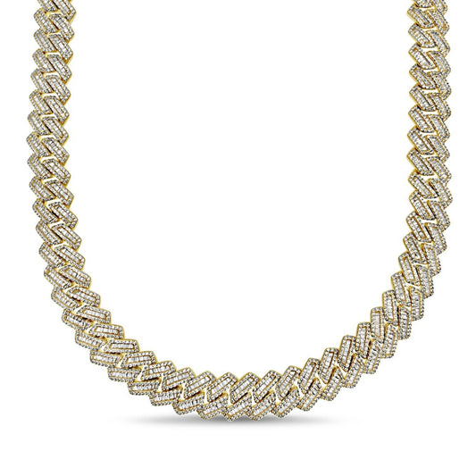 Iced Miami Cuban Link Chain Necklace 13.5mm Gold Plated 925 Sterling Silver
