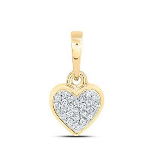 Diamond Heart Cluster Pendant Charm 10K Yellow Gold