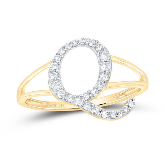 0.20ctw Diamond Initial Letter Q Ring 14k Yellow Gold Split Shank Womens Jewelry