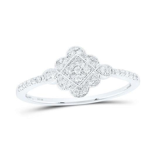 0.25ctw Round Diamond Flower Cluster Promise Ring 10k White Gold Womens