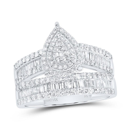 1.75ctw Diamond Trio Wedding His Hers Set 14K White Gold