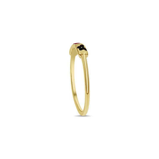 14K Yellow Gold Butterfly Enamel Band Ring