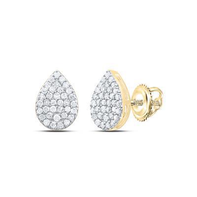 0.33ctw Diamond Pear Teardrop Shape Stud Earrings 925 Sterling Silver Screw Back