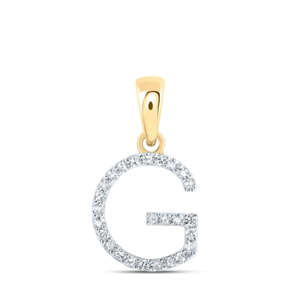Diamond Letter Initial G Pendant Charm 10k Yellow Gold