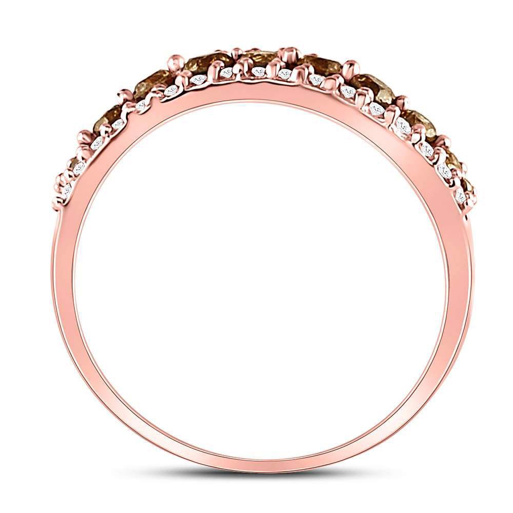 0.77ctw Chocolate White Diamond Womens Band Ring 10K Rose Gold