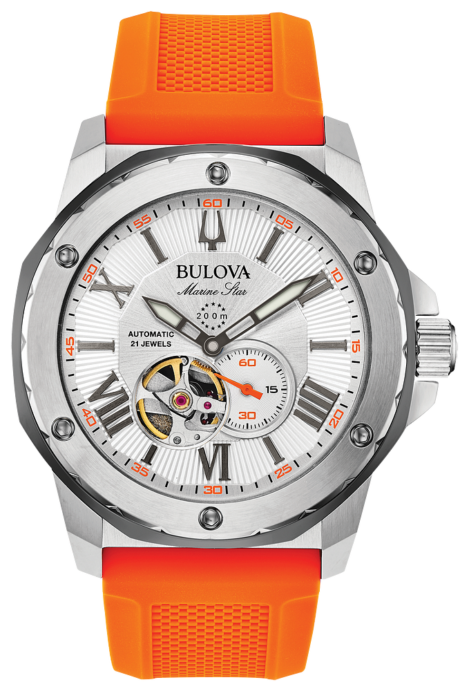 BULOVA Marine Star Orange Mens Watch 98A226