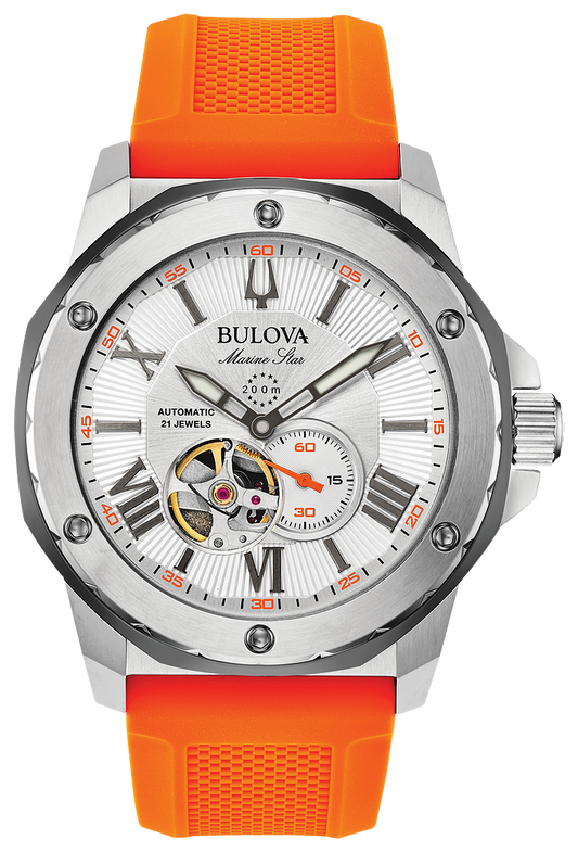 BULOVA Marine Star  Orange Mens Watch 98A226